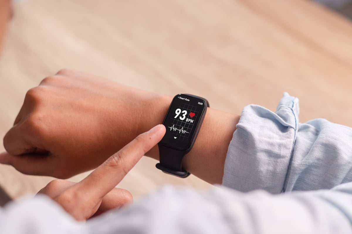 Smart watch measuring heart rate on wrist