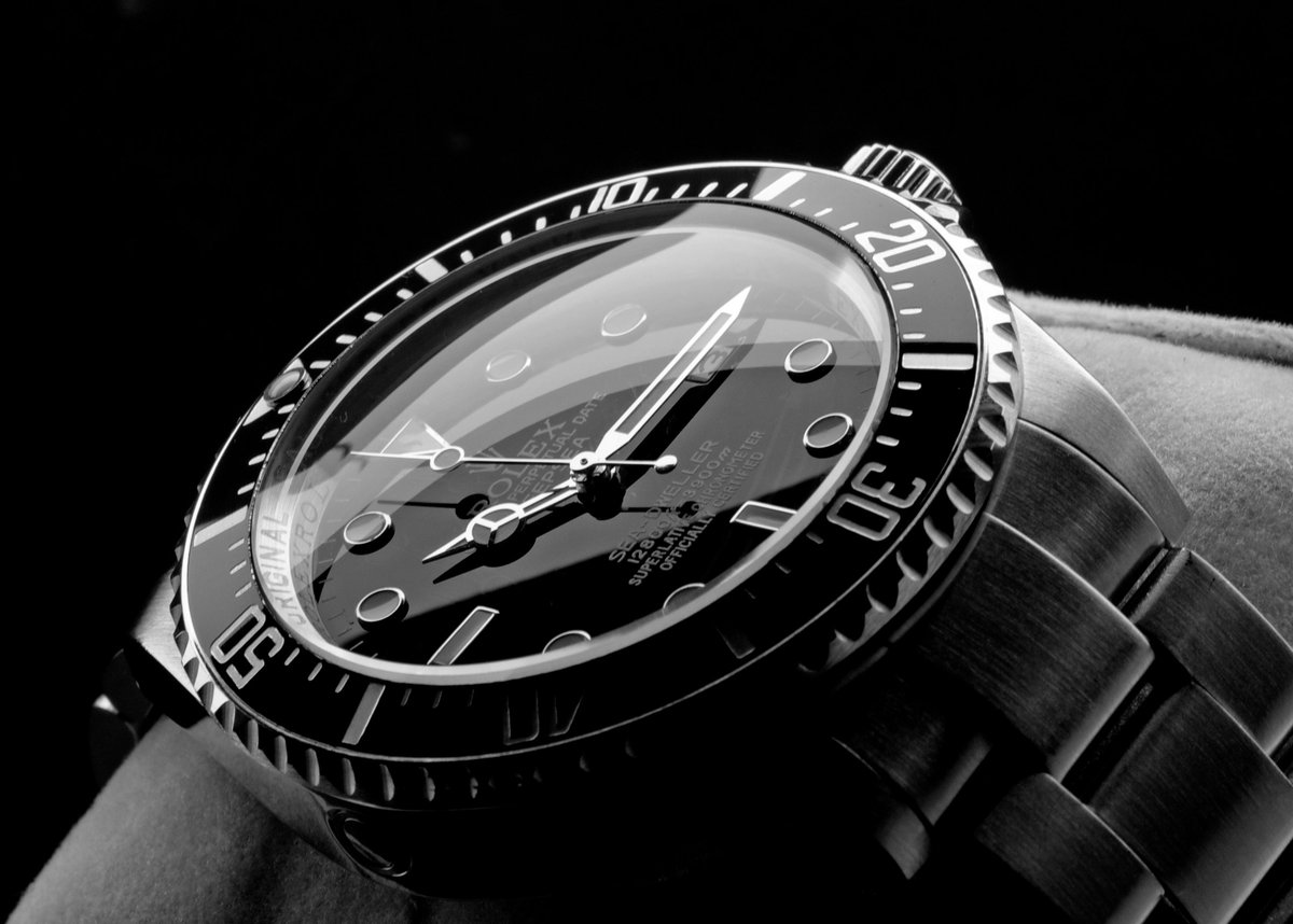 Professional diver's wristwatch on black background